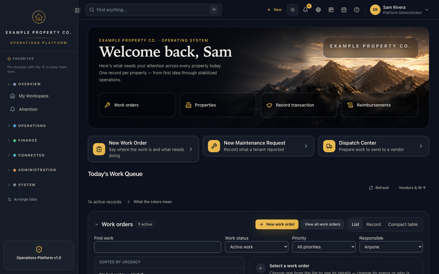 The role home in the dark theme.