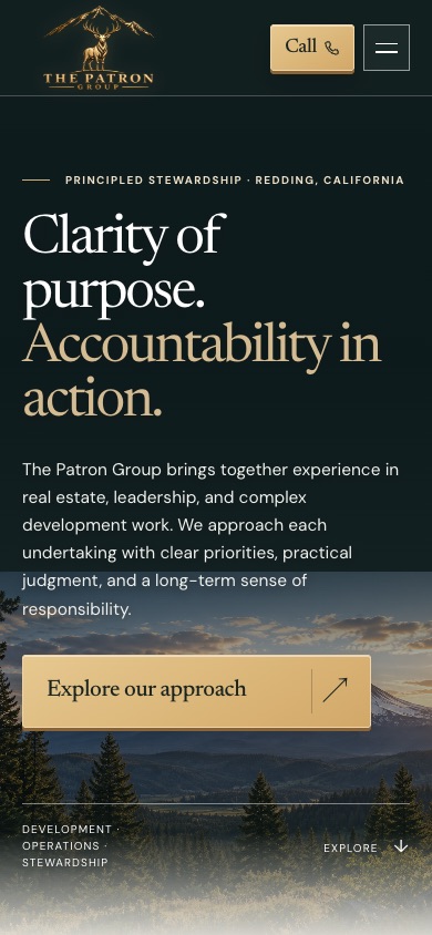 The live company website on a phone.